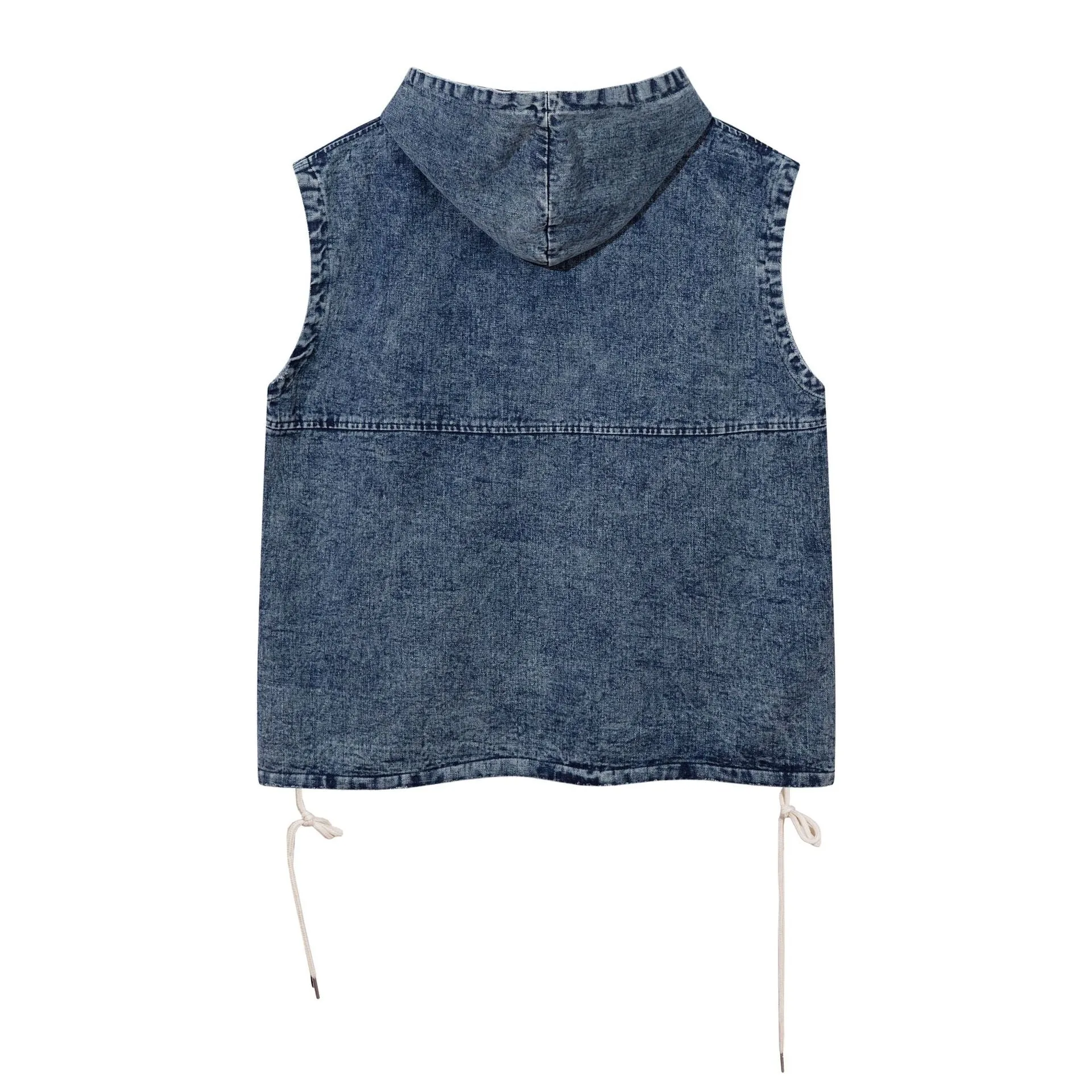 Stylish Hooded Denim Vest
