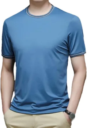 Summer Silk T Shirts Mens Wide T-Shirts Cozy Claret Blouse Ice Silk Quick Dry Sports T-Shirt