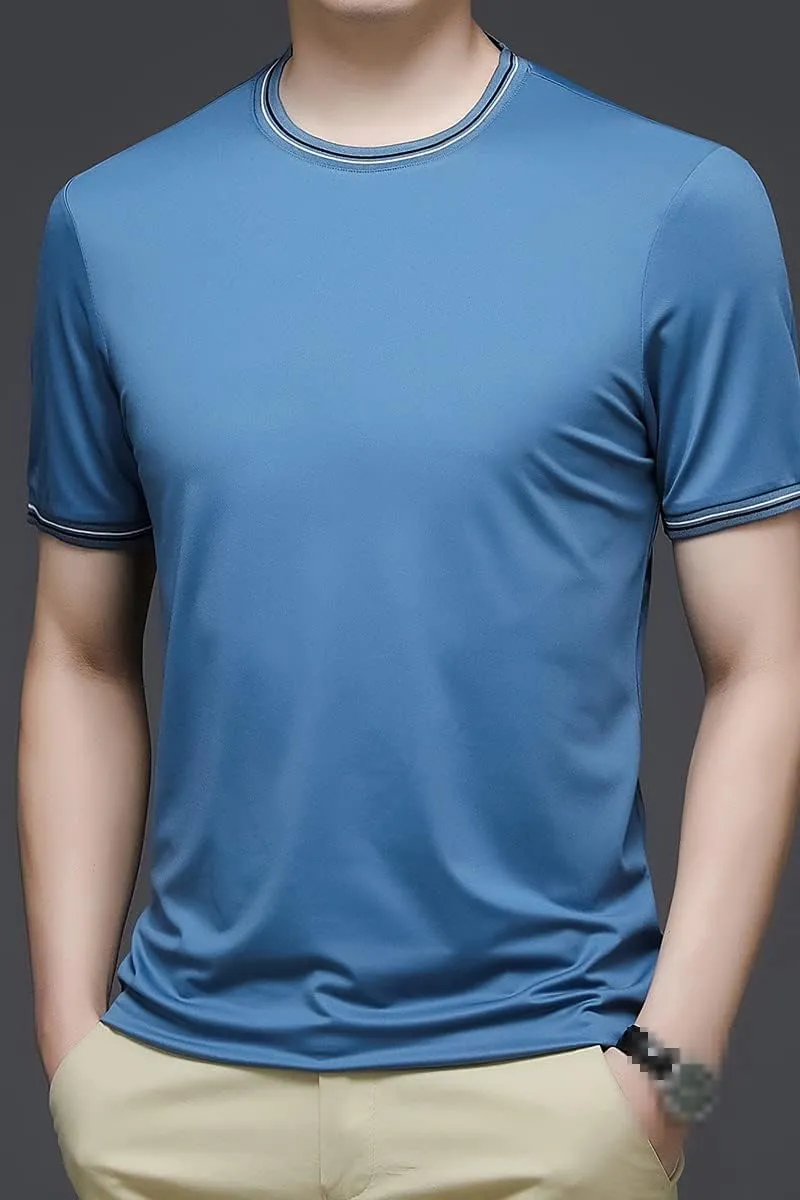 Summer Silk T Shirts Mens Wide T-Shirts Cozy Claret Blouse Ice Silk Quick Dry Sports T-Shirt