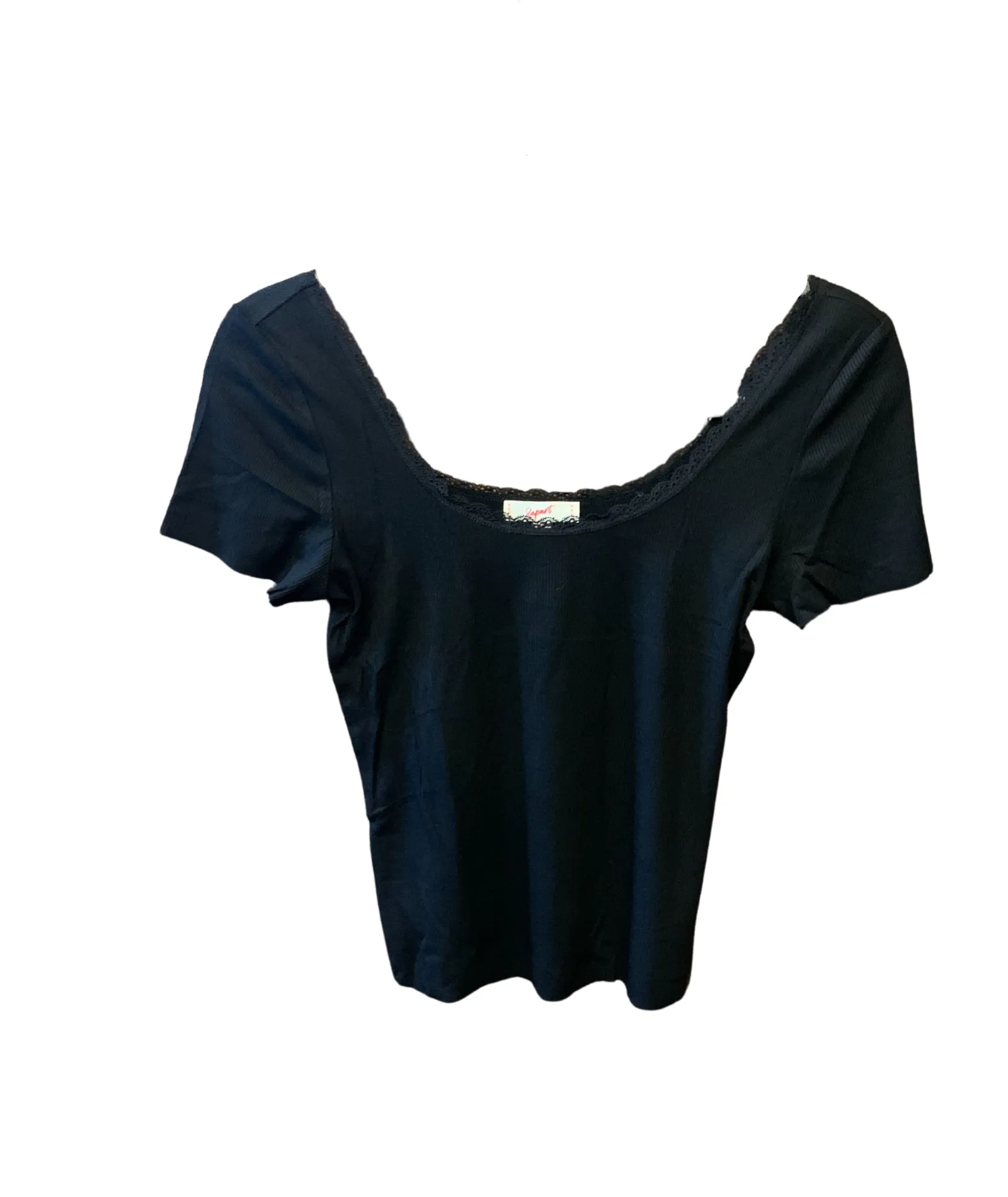 The Gabby Lace Trim Black Tee