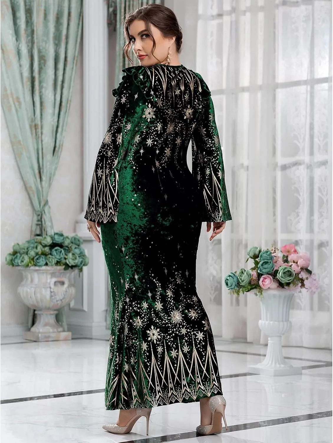 TOLEEN Plus Size Dress for Women Lace Floral Printed Luxury Chic Elegant Maxi Warp Dresses