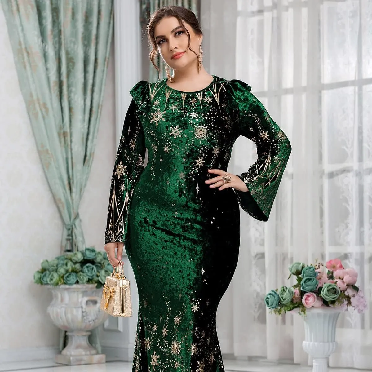 TOLEEN Plus Size Dress for Women Lace Floral Printed Luxury Chic Elegant Maxi Warp Dresses