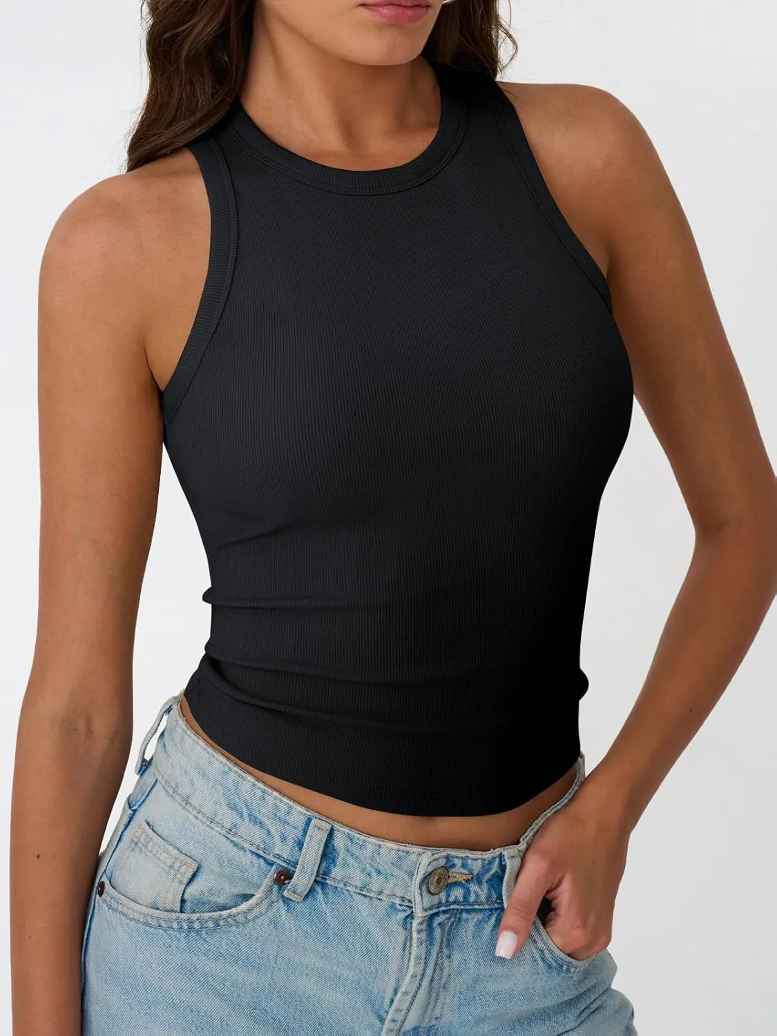 Trendy Queen Womens Tank Tops Summer Workout Racerback Ribbed Shirts Beach Vacation Outfits Spring Fashion Y2k Clothes