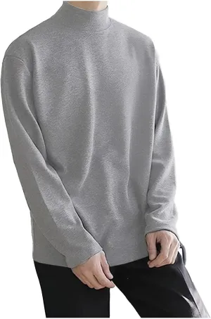 Turtleneck Shirts for Men Mock Neck Pullover Lightweight Sweaters Long Sleeve Thermal Undershirts Comfy Soft Knitwear
