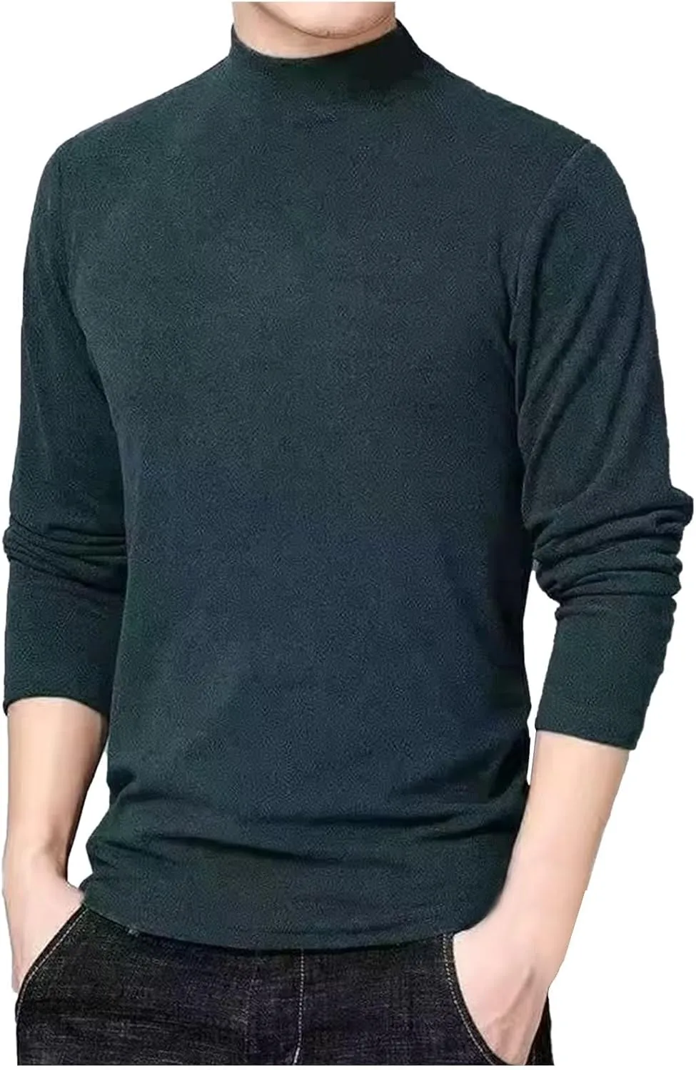 Turtleneck Shirts for Men Mock Neck Pullover Lightweight Sweaters Long Sleeve Thermal Undershirts Comfy Soft Knitwear