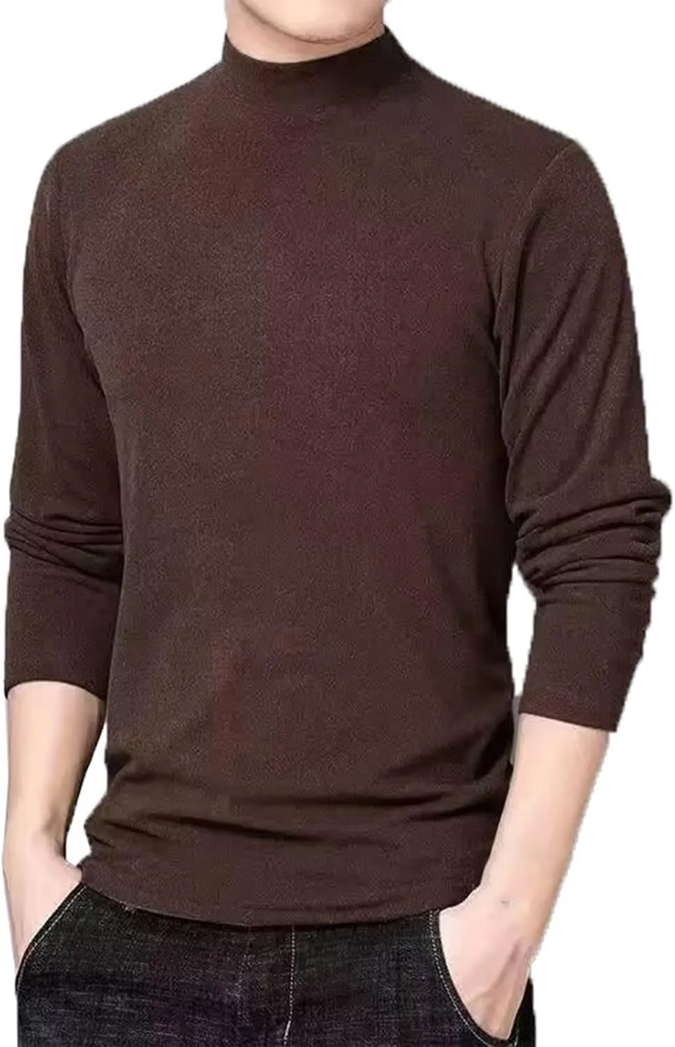 Turtleneck Shirts for Men Mock Neck Pullover Lightweight Sweaters Long Sleeve Thermal Undershirts Comfy Soft Knitwear