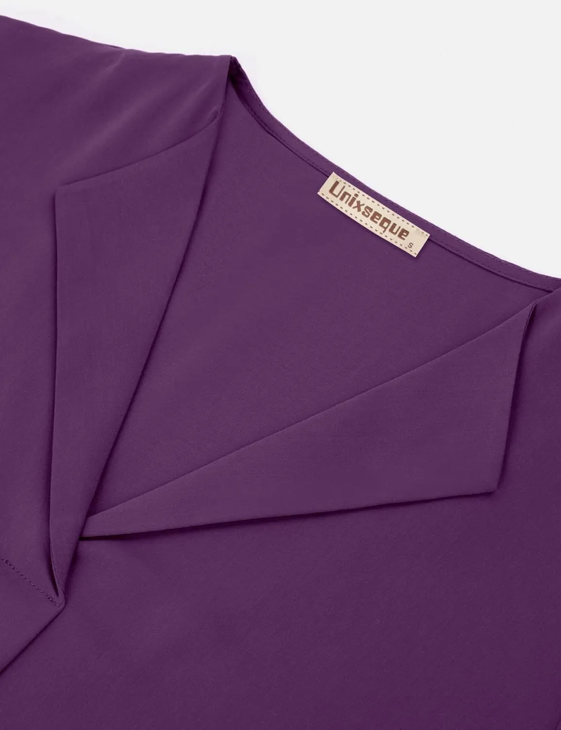 Unixseque Women's Casual Chiffon V Neck 3/4 Sleeve Business Tops Loose Work Blouses