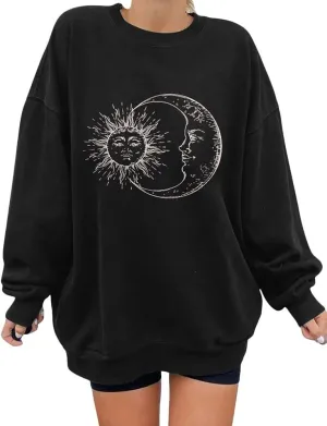 utcoco Womens Oversized Sweatshirts Graphic Long Sleeve Crewneck Loose Fit Casual Pullover Tops