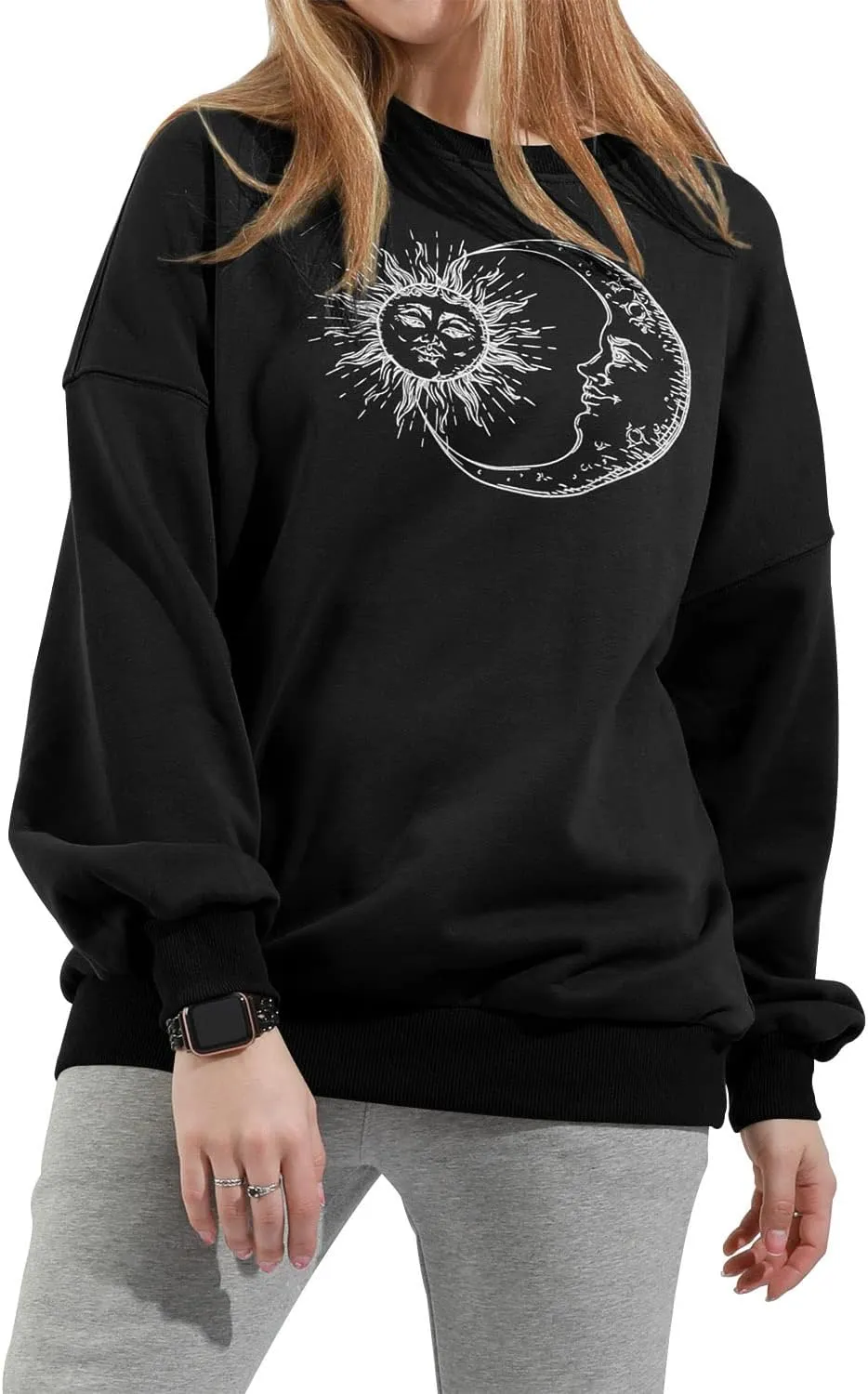 utcoco Womens Oversized Sweatshirts Graphic Long Sleeve Crewneck Loose Fit Casual Pullover Tops