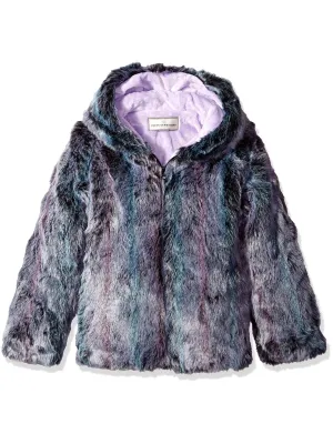 Widgeon Little Girls' Long Faux Fur Hooded Zip Front Jacket