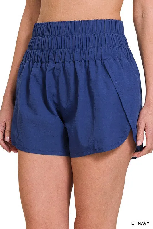 Windbreaker Smocked Waistband Running Shorts