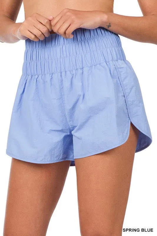 Windbreaker Smocked Waistband Running Shorts
