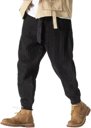 Winter Japanese Men Corduroy Harem Pants Oversized Black1 M