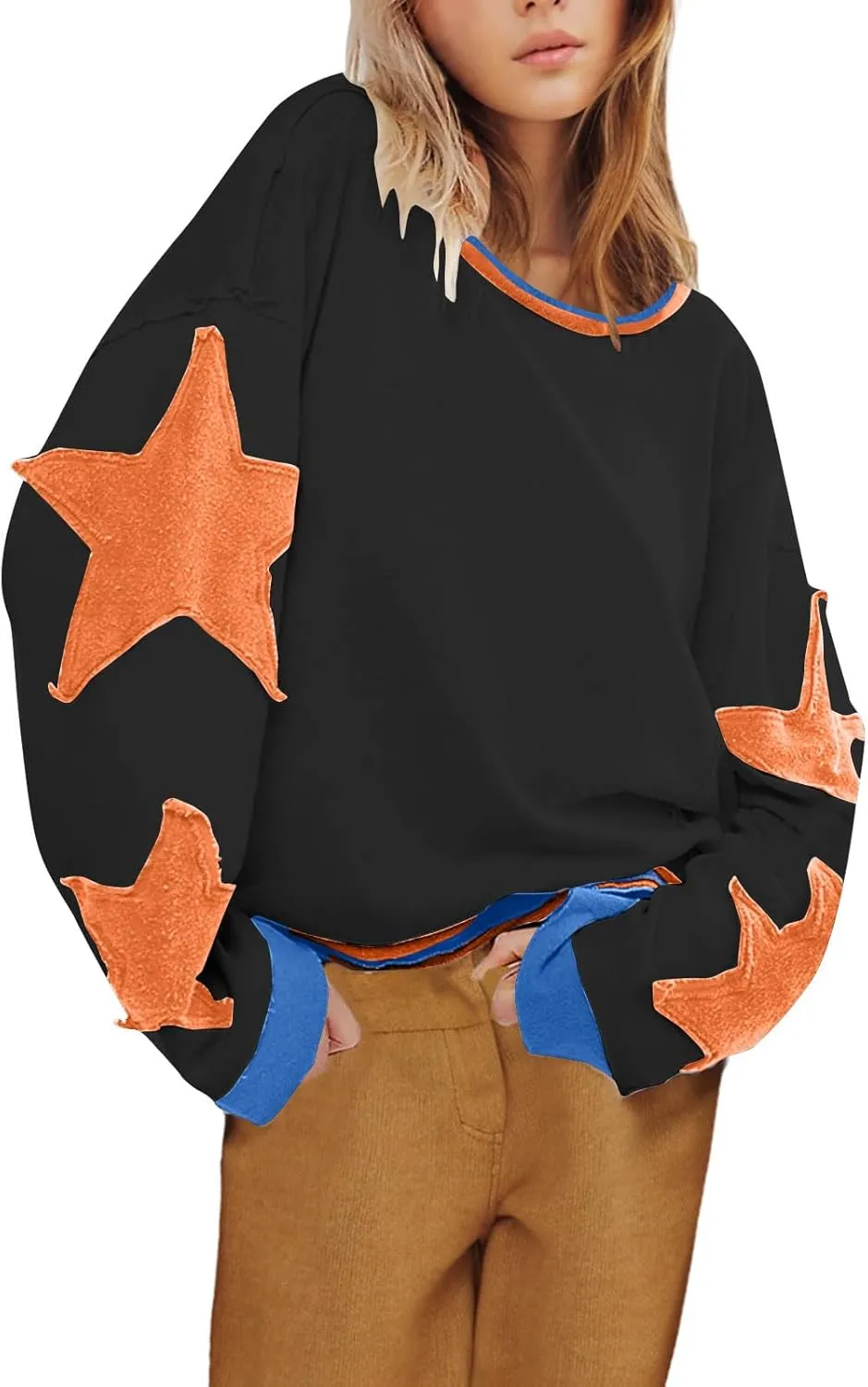 Women Crop Sweatshirts Long Sleeve Trendy Graphic Design Pullover Tops Casual Loose Crewneck Sweatshirt
