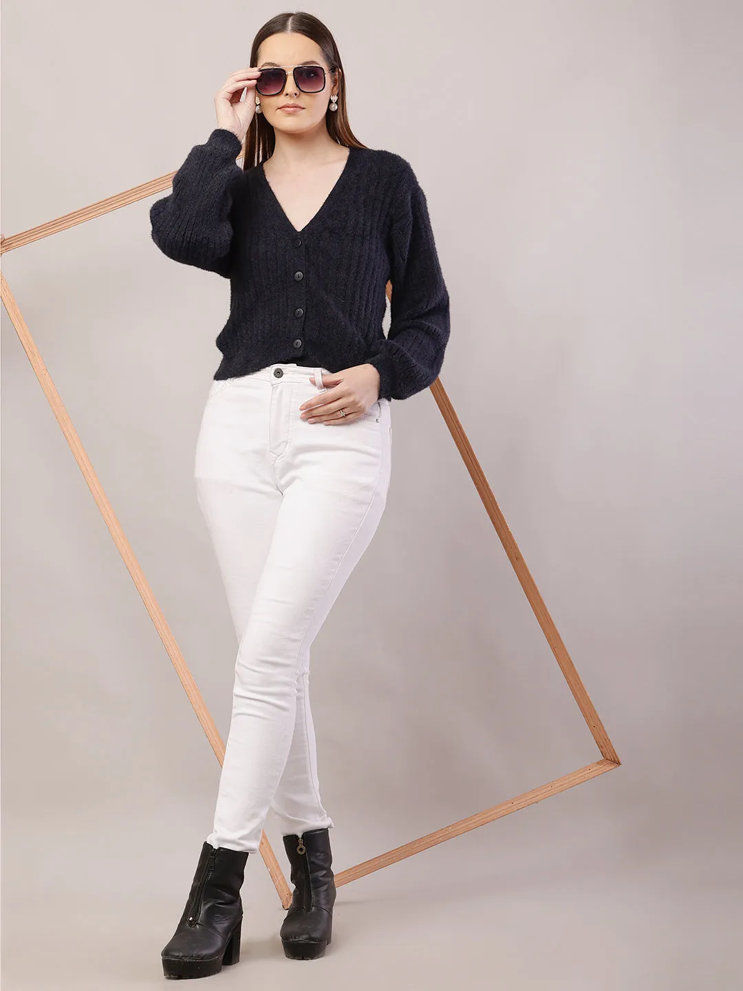 Women Dark Blue Cardigan