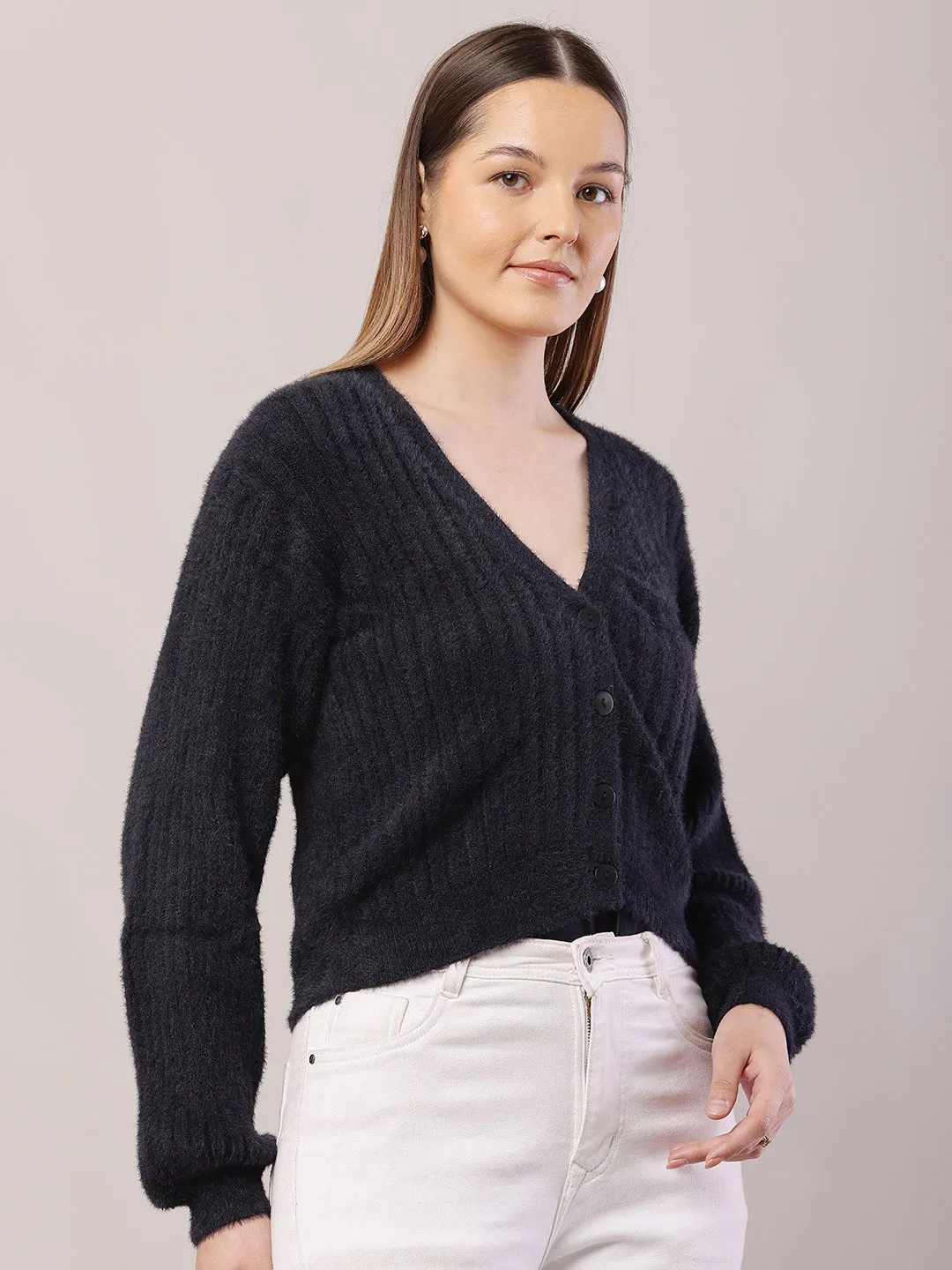 Women Dark Blue Cardigan