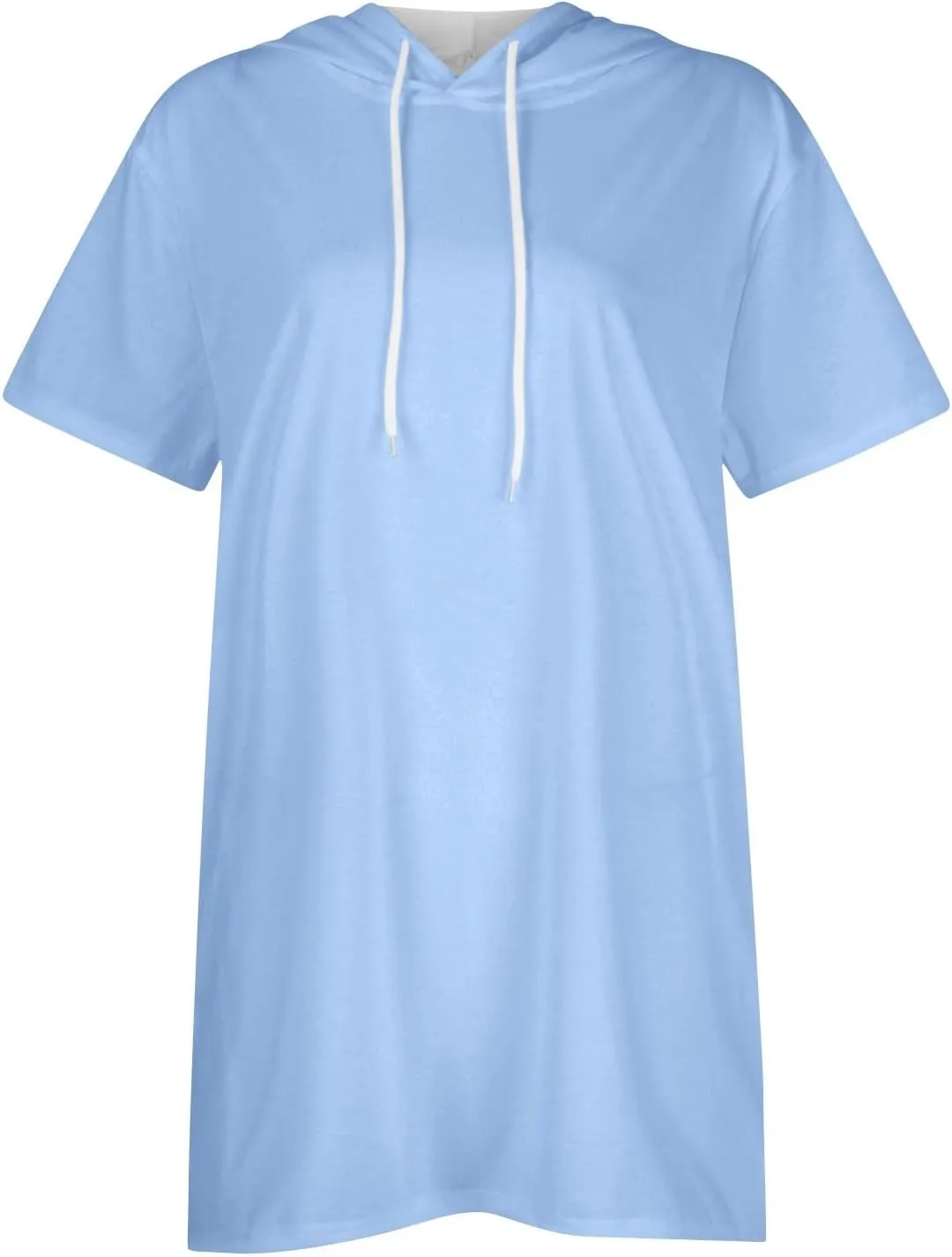 Womens Hooded Tops Casual Loose Fit Short Sleeve Shirts for Leggings Spring Fashion Tunic Tops with Pockets