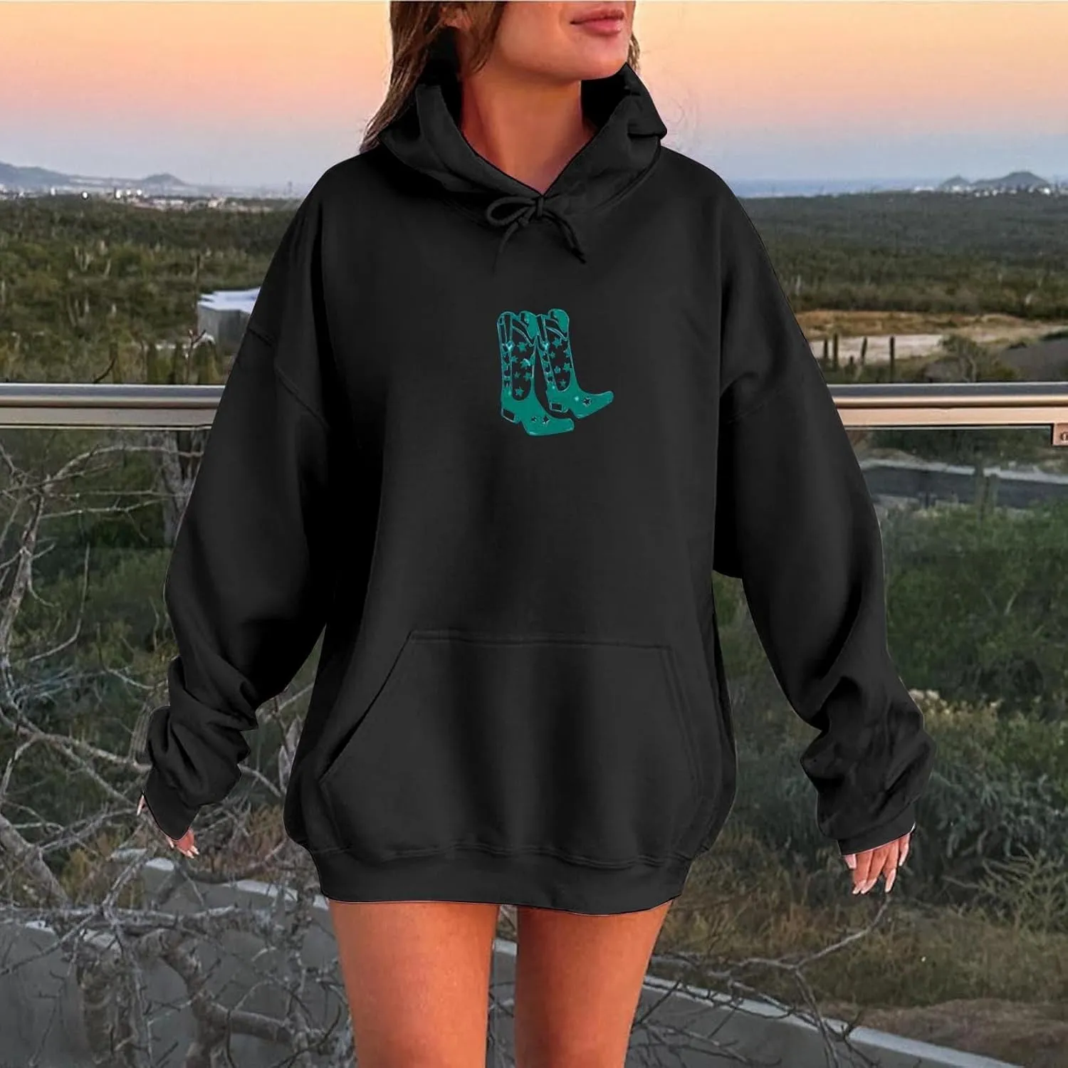Women's Oversized Hoodie Slogan Letter Graphic Long Sleeve Preppy Sweatshirt Aesthetic Pullover with Pockets