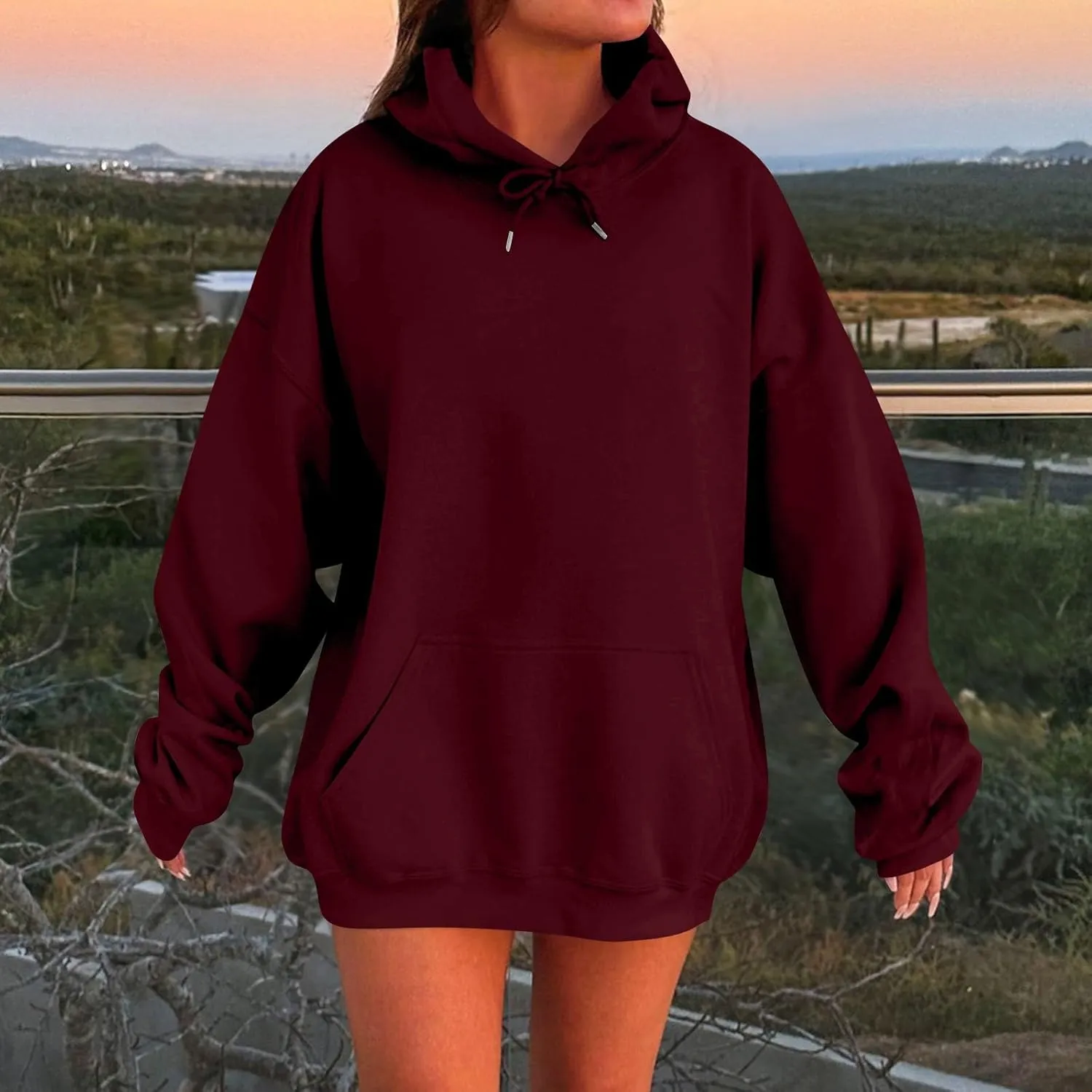 Womens Oversized Sweatshirts Hoodies With Pocket Long Sleeve Sweaters Fall Outfits with Pockets 2024 Trendy