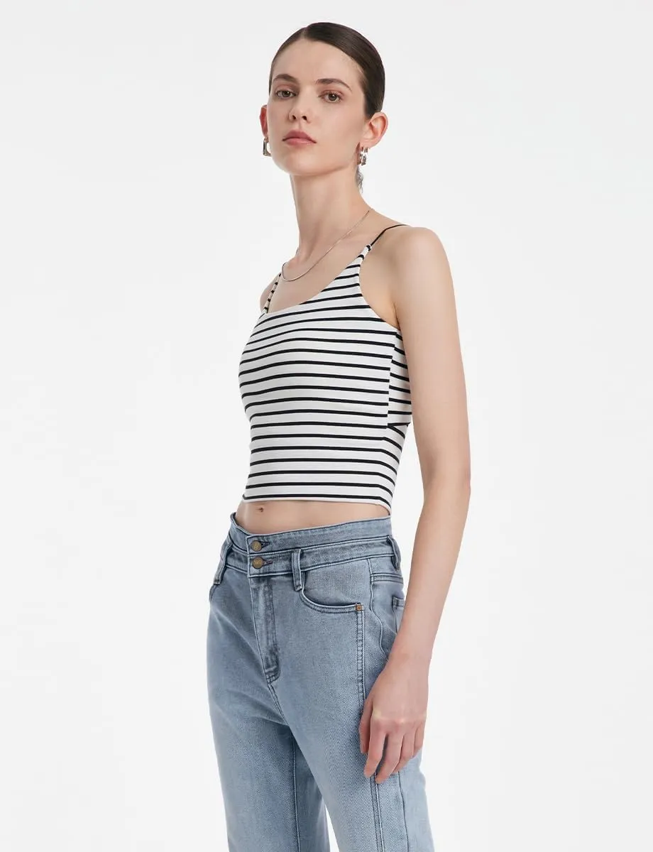 Women's Ribbed Sweater Tank Top Business Casual Slim Fitted Striped Knitted Tops