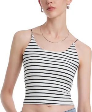 Women's Ribbed Sweater Tank Top Business Casual Slim Fitted Striped Knitted Tops
