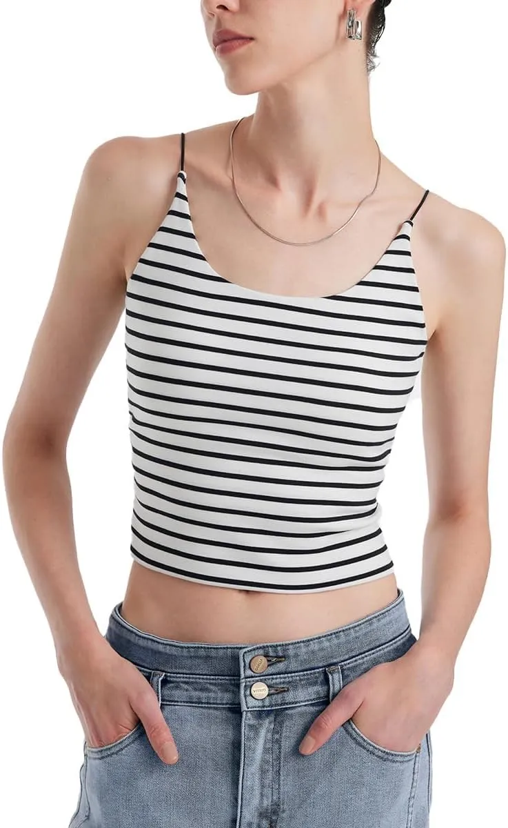 Women's Ribbed Sweater Tank Top Business Casual Slim Fitted Striped Knitted Tops
