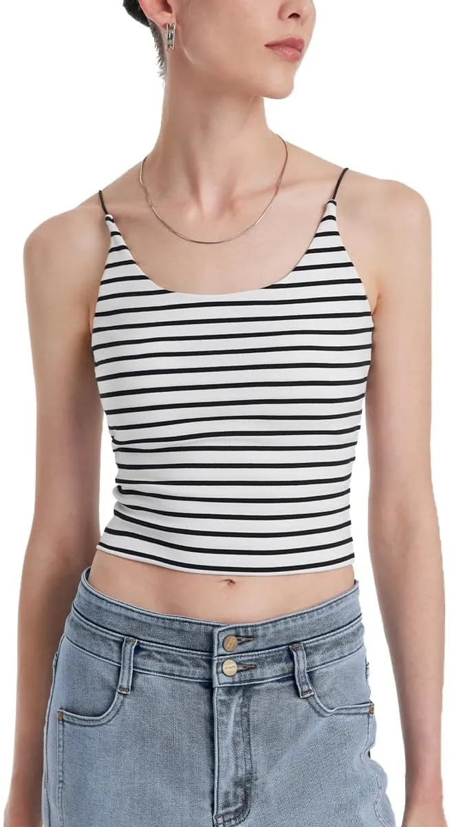 Women's Ribbed Sweater Tank Top Business Casual Slim Fitted Striped Knitted Tops