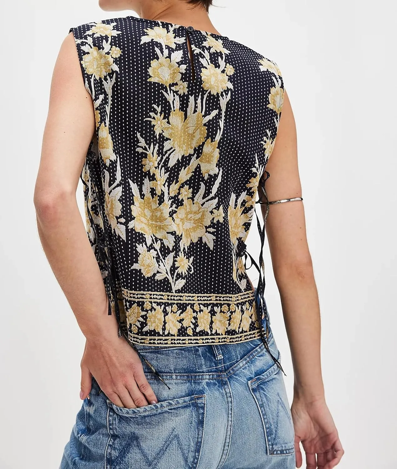 Womens Side Tie Top Vest Shirts Sleeveless Y2 Going Out Camisole Summer Cami Aesthetic Square Neck Boxy Tank Tops
