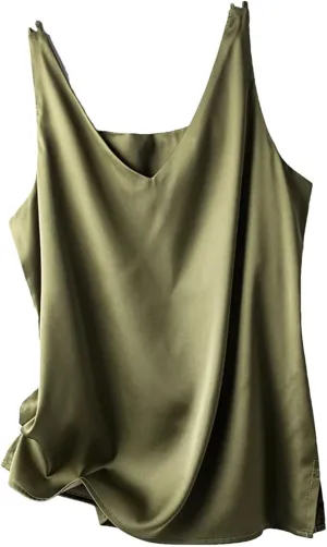 Women's Silk Satin V-Neck Vest Tops for Women Trendy Loose Thin Sleeveless Camisole Tops