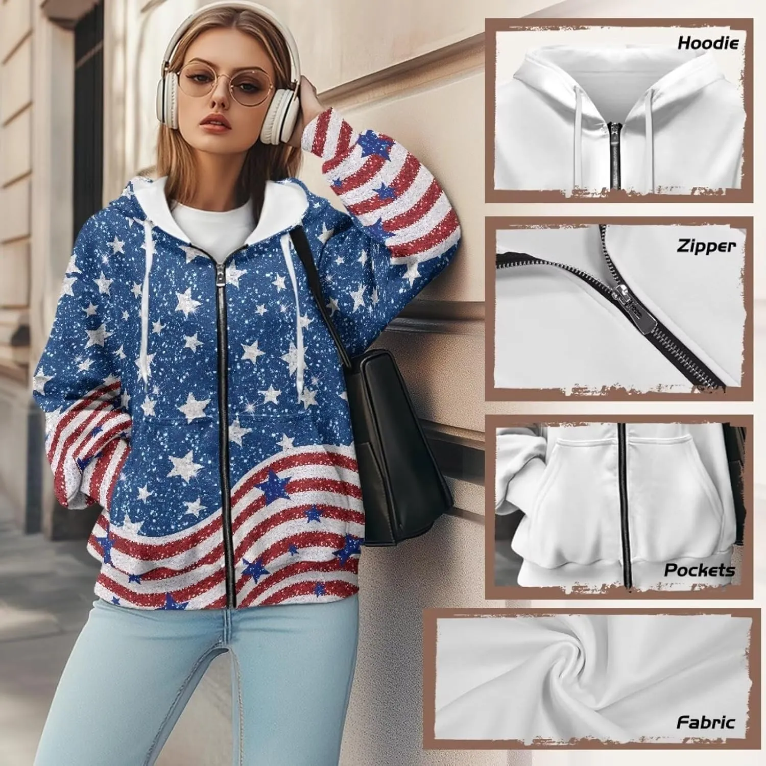 Womens Zipper Hoodie Casual Drawstring Hoodies Trendy Athletic Sweatshirt, Plus
