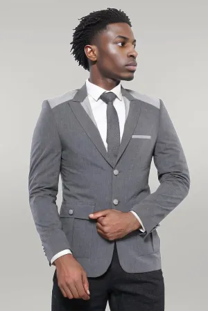 WSS Double Button Bag Pocket Pointed Collar Grey Jacket- - Singen