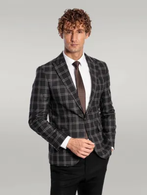 WSS Slim Fit Peak Lapel Black Men Blazer  - Singen